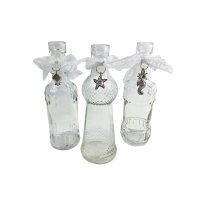 3er Set Glasflaschen mit Spitzenband (Vasen Set für...