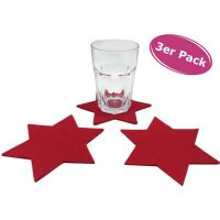 3x Untersetzer Stern S, rot (20 cm) - Glasuntersetzer,...