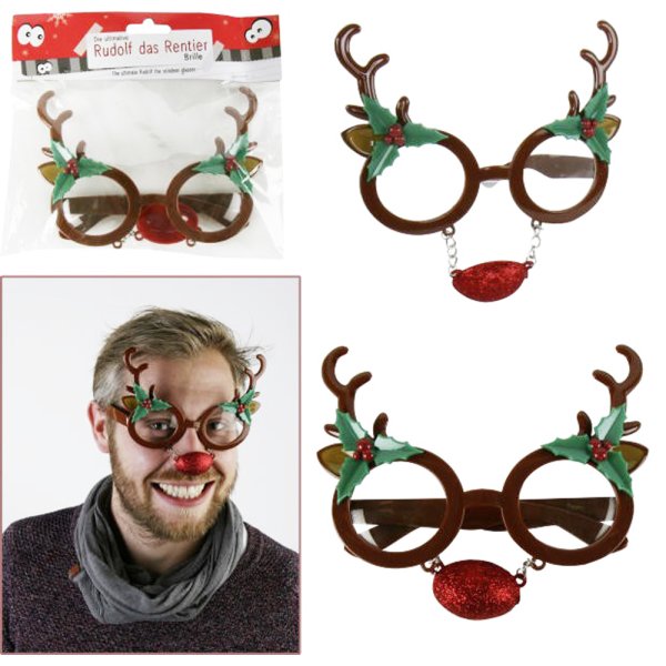 Gagbrille Rentier - Partybrille für den Weihnachtsmarkt / Weihnachtsfeier etc.