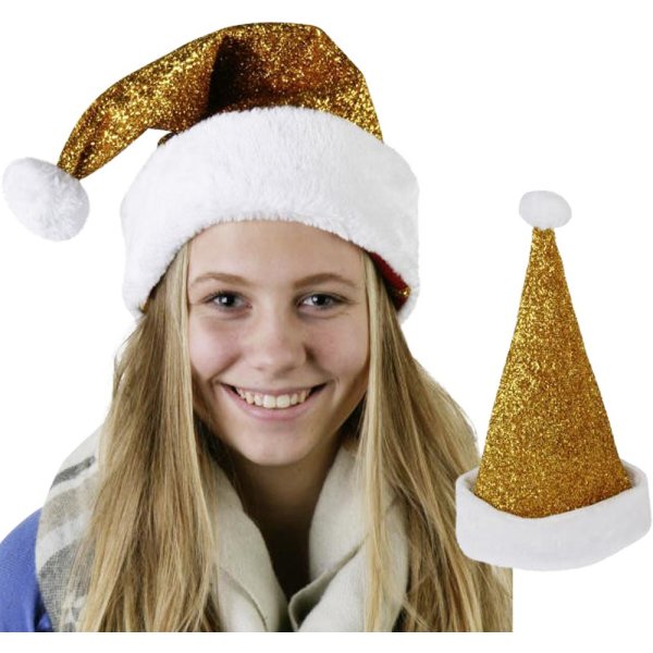 Weihnachtsmütze Glitzer, gold - Nikolausmütze - Weihnachtsfeier