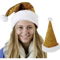 Weihnachtsmtze Glitzer, gold - Nikolausmtze -...