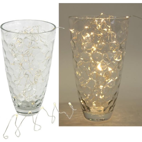 LED Draht Lichterkette 100 Lampen, warm-weiß, Drahtlichterkette, batteriebetrieben - 8 Funktionen!