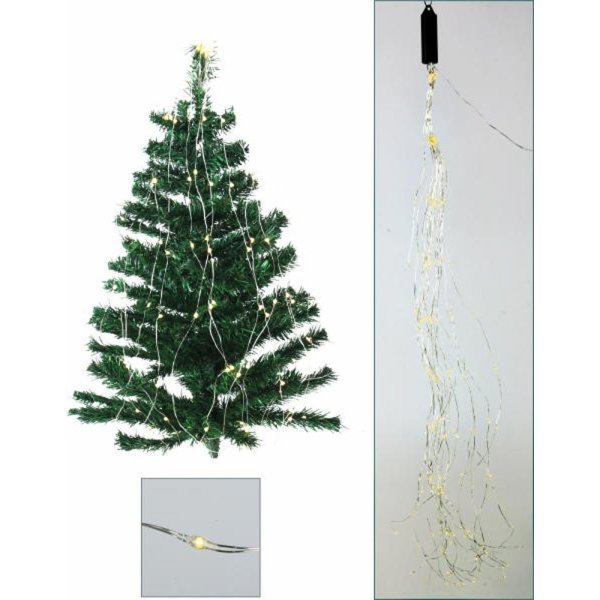 LED Lichtregen warm-weiß, 20x1m, 200 Lampen, tolle Lichterkette mit Trafo (IP44)