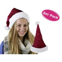 Weihnachtsmütze Glitzer, pink (6er Set)...