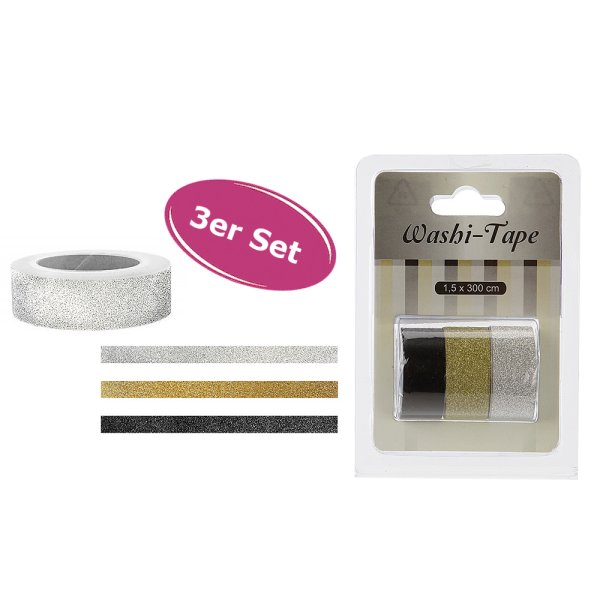 Washi Tape Glam 3er Set Geschenkverpackung, Masking Tape, Scrapbooking