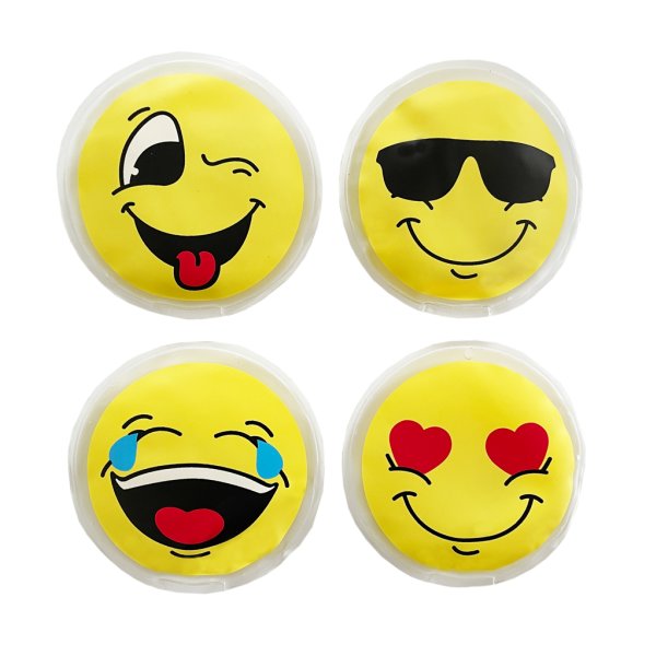 4er Set Taschenwärmer Funny Faces - Wichtelgeschenk - Handwärmer - Taschenheizkissen