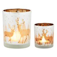 Windlicht Teelichtglas Hirsch (2er Set) - Tischdeko...