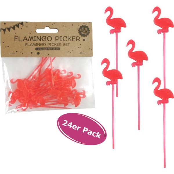 24x Cocktail Picker Flamingo - cooler Cocktail Früchte Picker & Partyaccessoire