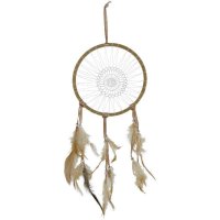 Traumfänger - Dreamcatcher D: 15 cm - beige mit...