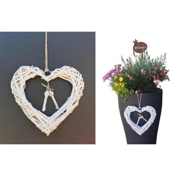 Türdekoration Herz mit Schlüsseln - Hängedekoration, Holzdeko, Hochzeitsgeschenk