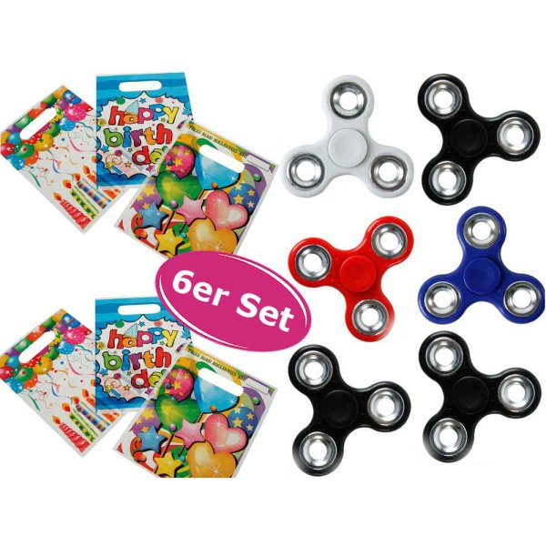 Geschenkset Finger Spinner 6 Stck - Kindergeburtstag, Mitgebsel, Gastgeschenk, Give Away