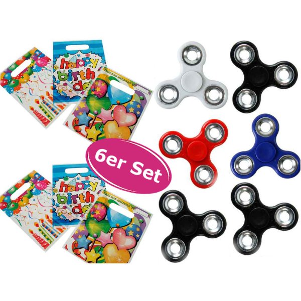 Geschenkset Finger Spinner 6 Stück - Kindergeburtstag, Mitgebsel, Gastgeschenk, Give Away