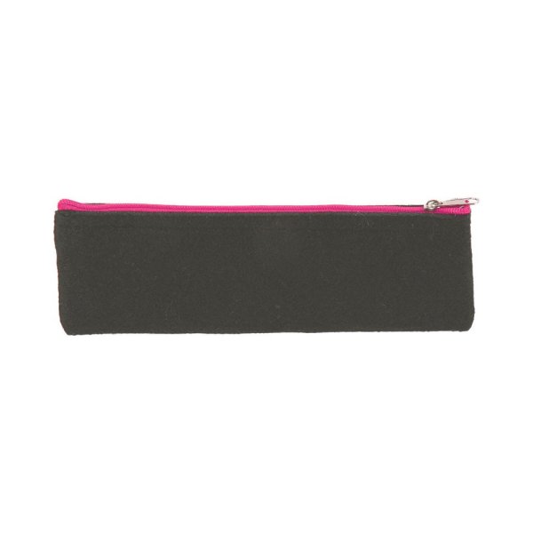 Etui Faulenzer Filz schwarz pink - Stiftetasche Mäppchen oder kleine Kosmetiktasche