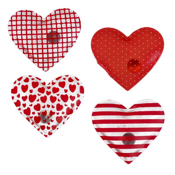 Taschenwärmer Herz mit Muster (4er Set) - Wichtelgeschenk, Handwärmer, Taschenheizkissen