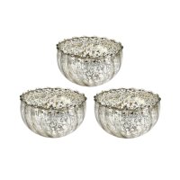 Glas Schwimmschale silber 3er Set  - Schwimmkerzen,...