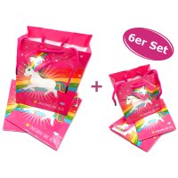 Einhorn Papier Geschenktüte 6er Set S + M - Geburtstagstüte Geschenktüte Geschenktasche