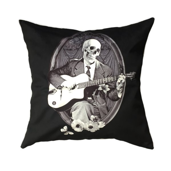 Kissenhülle Django 60x60 cm - LaLigne29 - Samt Kissenbezug, Rockabilly, Gothic, Tattoo