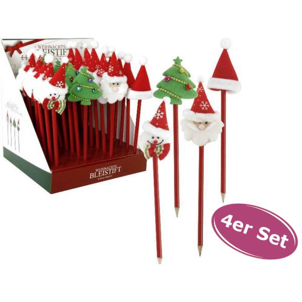 Bleistift Weihnachten 4er Set - Adventskalender, Wichtelgeschenk