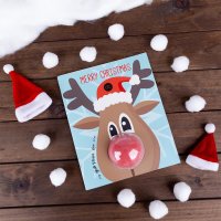Badekugel Rentier Nase in Weihnachtskarte Badepraline, Bade Fizzer, Wichtelgeschenk