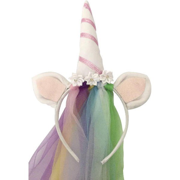 Haarreif Einhorn mit Schleier -  Kostüm, Verkleidung, Kindergeburtstag