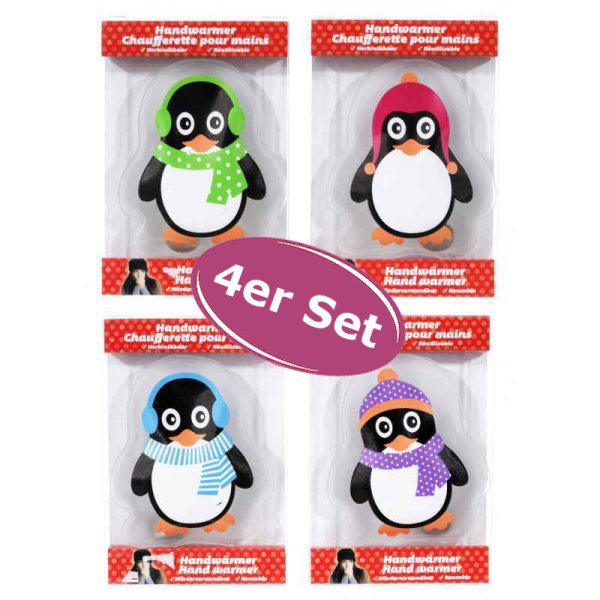 4er Set Taschenwärmer Pinguin (tolles Wichtelgeschenk) Handwärmer, Taschenheizkissen
