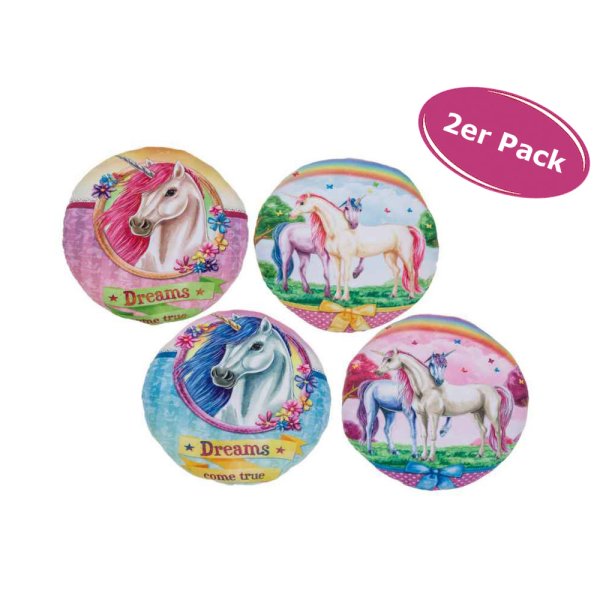 Einhorn Kissen 2er Set - Mädchen Kissen, Deko Kissen Kinderzimmer, Unicorn