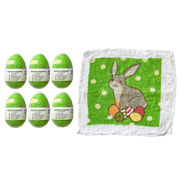 Magisches Handtuch Osterhase 6er Set - Kindergeschenk, Osternest, Osterei