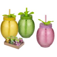 Trinkbecher mit Deckel,Tropical, 6er Set - Cocktailglas,...