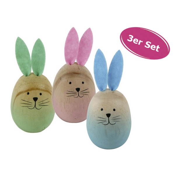 Hase - Figuren aus Holz, 3er Set - Frühlingsdeko, Deko Hase, Gartendekoration