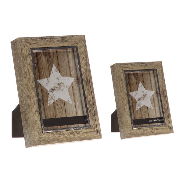 Bilderrahmen Trend hellbraun 2er Set (13x18cm, 10x15 cm) - toller Familienbilderrahmen, Fotorahmen,