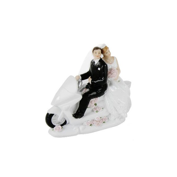 Hochzeitspaar auf Roller, 12 cm - Brautpaar für Torte, Hochzeitsdeko