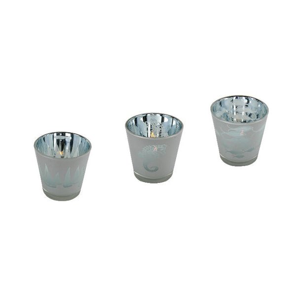 Teelichtglas Maritim 3er Set - Windlicht, Kerzenglas, Teelichthalter, Motivglas