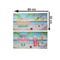 Wandbild Beach, 2er Set Holzbilder mit Cocktail Motiven -...