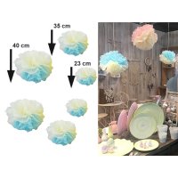 Papierblumen Pompon blau, 6er Set - Pompom, Dekoration...