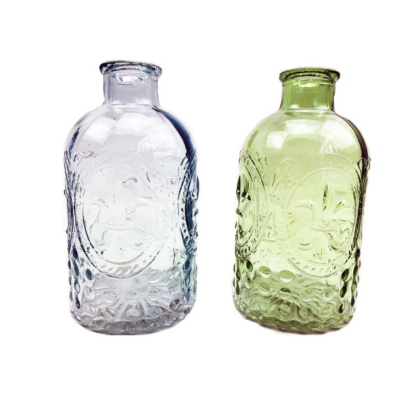 Glasvase Ornament, Vase grün & blau (2er Set), H: 13 cm - Vase,Tischdekoration, Hochzeit, Taufe
