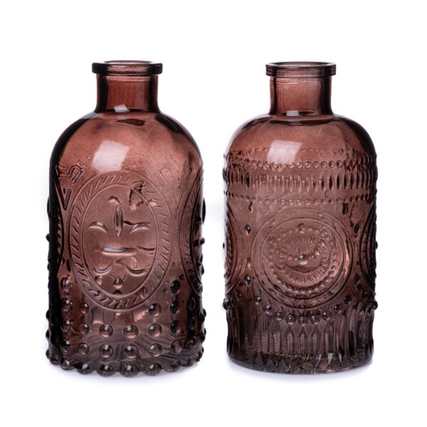 Glasvase Ornament, Vase rosa altrosa, H: 13 cm, 2er Set - schöne, kleine Vase zur Tischdekoration uv