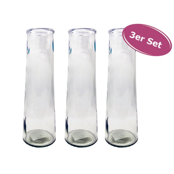 Vase Roseanne, Glasvase, 3er Set - Blumenvase, Glasflasche, Tischdekoration, Glasvasen, Landhaus