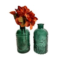 Glasvase Ornament, Vase grün H:12 cm (2er Set) -...