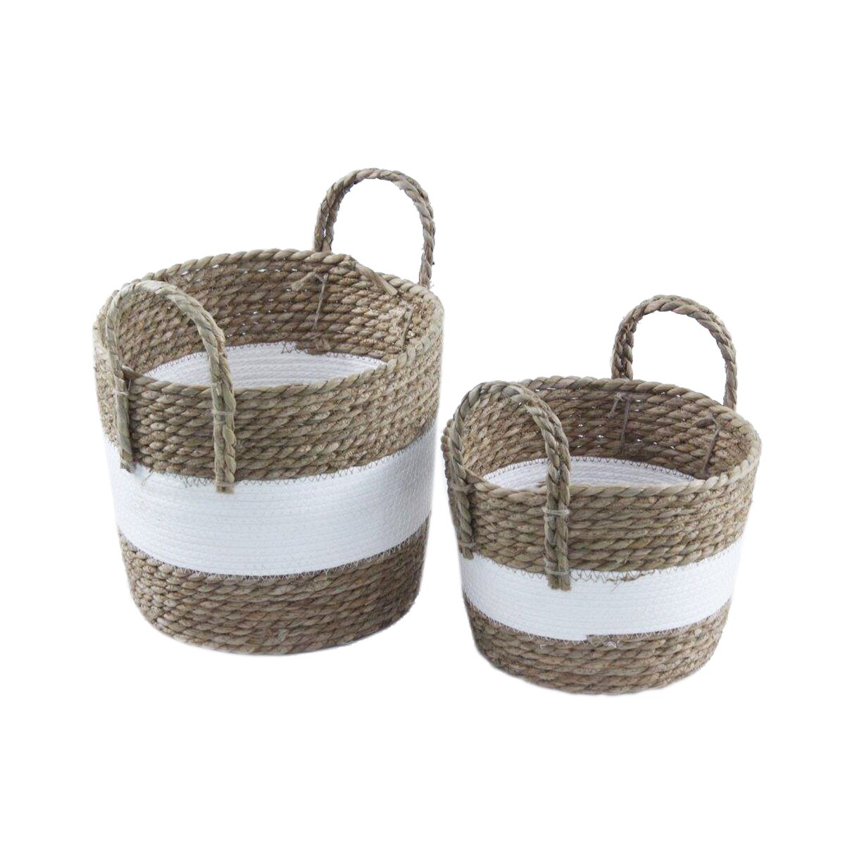 Korb mit Henkel (2er Set) Flechtkorb, geflochtener Korb, Aufbewahrung, 18,99 €