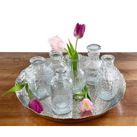 Glasvase Vintage, Klarglas Vase, H: 11,5-14 cm, 6er Set - schöne, kleine Vasen zur Tischdekoration