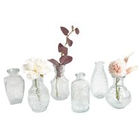 Glasvase Vintage, Klarglas Vase, H: 11,5-14 cm, 6er Set - schöne, kleine Vasen zur Tischdekoration