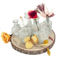 Glasvase Vintage, Klarglas Vase, H: 11,5-14 cm, 6er Set - schöne, kleine Vasen zur Tischdekoration