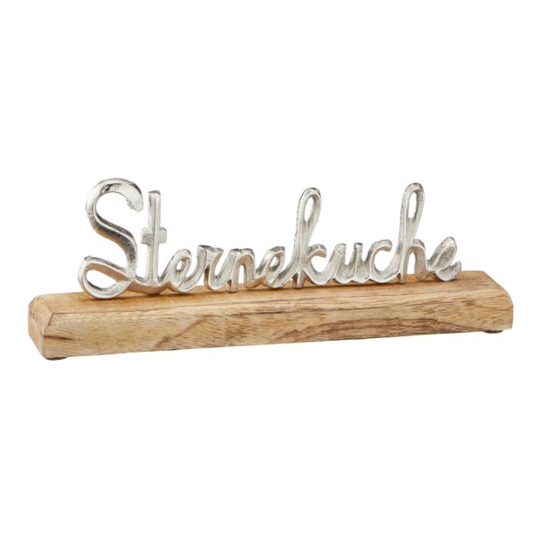 Deko Schriftzug Sterneküche Holz / Alu - Mangoholz Dekoration Essbereich, Küchendeko, Geschenk Koch