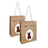 Ostertüte mit Glitzer Ohren 24 cm, 2er Set - 3D Geschenktüte Ostern mit Glitzer Hase, Ostergeschenktüte, Geschenktasche