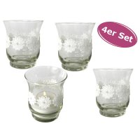 Teelichtglas mit Borte für Kerzen, 4er Set -...