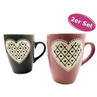 Kaffee Becher mit Herz, 2er Set - Hochzeitsgeschenk,...