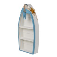 Bootsregal maritim weiss mit Fischen H:42 cm - Badezimmerregal, Holzregal, Schiff, Shabby Look