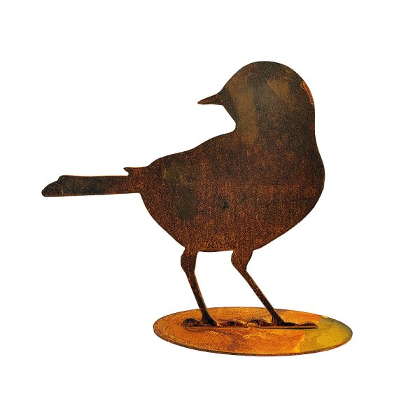 Dekofigur Amsel auf Platte im Rost Design, Rostfigur für den Garten, Gartendeko, Metalldeko
