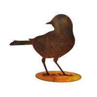 Dekofigur Amsel auf Platte im Rost Design, Rostfigur...