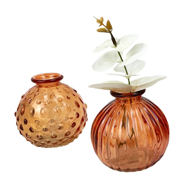 Glasvase "Jive", Vase orange, H: 8,5 cm (2er Set) - kleine Vasen, Blumenvase, Tischdekoration, Deko Hochzeit